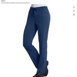 Pure Soft Maevn Uniform Modern Zip Navy Drawstring Scrub Pants XS Petite 7902P